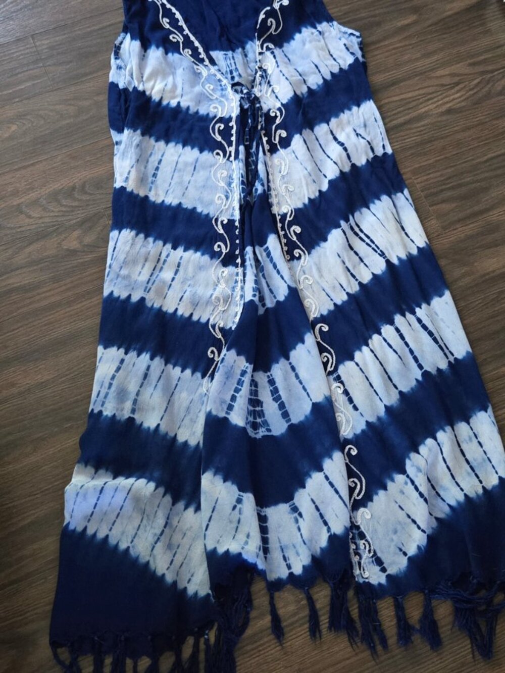 BEACH Bohemian Style Blue & White Tie Dye Kimono OSFM